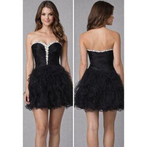 Aspeed Vintage Strapless Rhinestone Tulle Dress Women's Black Size XXL